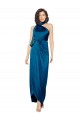 Compra Azul Verde pavo real Cubierta Halter Cuello Alto Satén sedoso Largo Formales Vestidos de dama de honor / Vestidos de fiesta