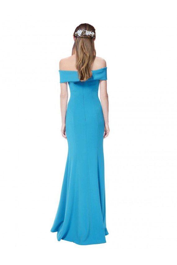 Compra Azul Verde pavo real Cubierta Hombros Descubiertos Crepé Elástico Largo Formales Vestidos de dama de honor / Vestidos de fiesta
