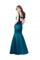 Compra Azul Verde pavo real Sirena Barco Satén Largo Vestidos de dama de honor / Vestidos de fiesta