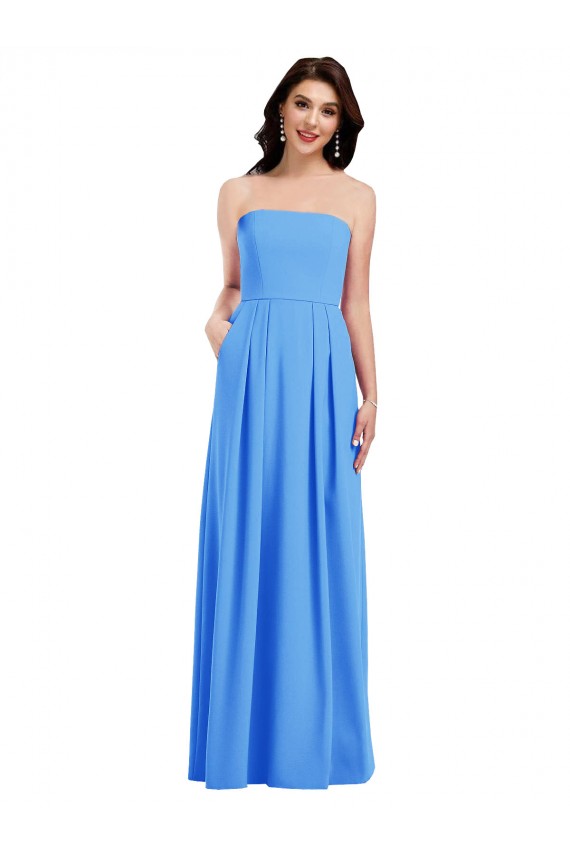 Compra Azul Verde pavo real Trompeta Sin tirantes Crepé Elástico Largo Vestidos de dama de honor / Vestidos de fiesta