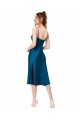 Compra Azul Verde pavo real línea A Cuello en V Midi Satén sedoso Corto Vestidos de dama de honor / Vestidos de fiesta / Vestidos de cóctel