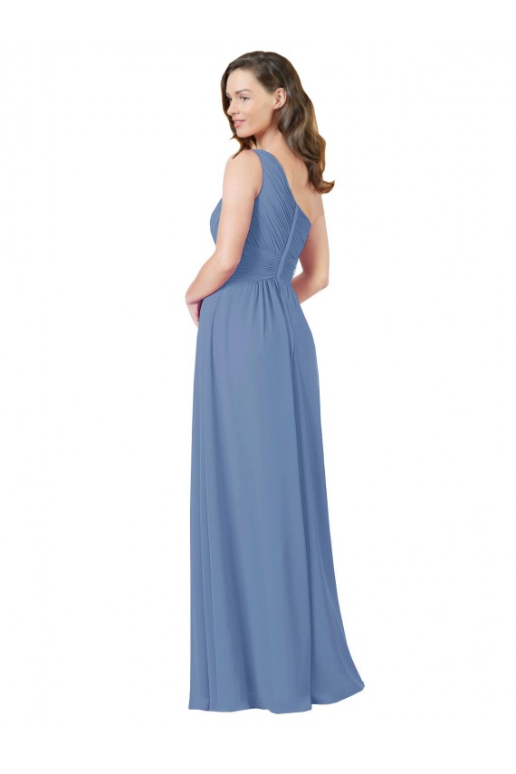 Compra Azul Windsor Cubierta Un Hombre Gasa Largo Vestidos de dama de honor