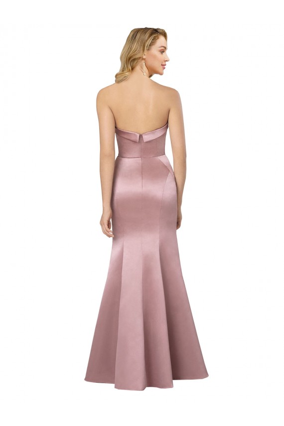 Compra Azul cielo claro Cubierta Sin tirantes Satén Largo Formales Vestidos de dama de honor / Vestidos de fiesta