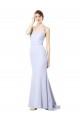 Compra Azul cielo claro Sirena Tirantes espagueti Crepé Elástico Largo Formales Vestidos de dama de honor / Vestidos de fiesta