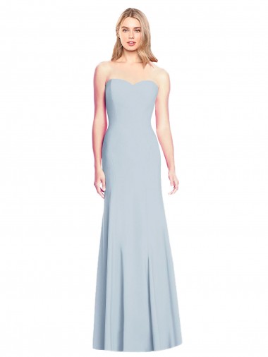 Azul cielo claro Trompeta Cuello de Corazón Sin tirantes Crepé Elástico Largo Vestidos de dama de honor / Vestidos de fiesta Venta