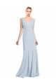 Compra Azul cielo claro Trompeta Cuello en V Crepé Elástico Largo Vestidos de dama de honor / Vestidos de fiesta