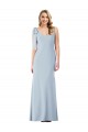 Compra Azul cielo claro Trompeta Cuello en V Crepé Elástico Largo Vestidos de dama de honor / Vestidos de fiesta