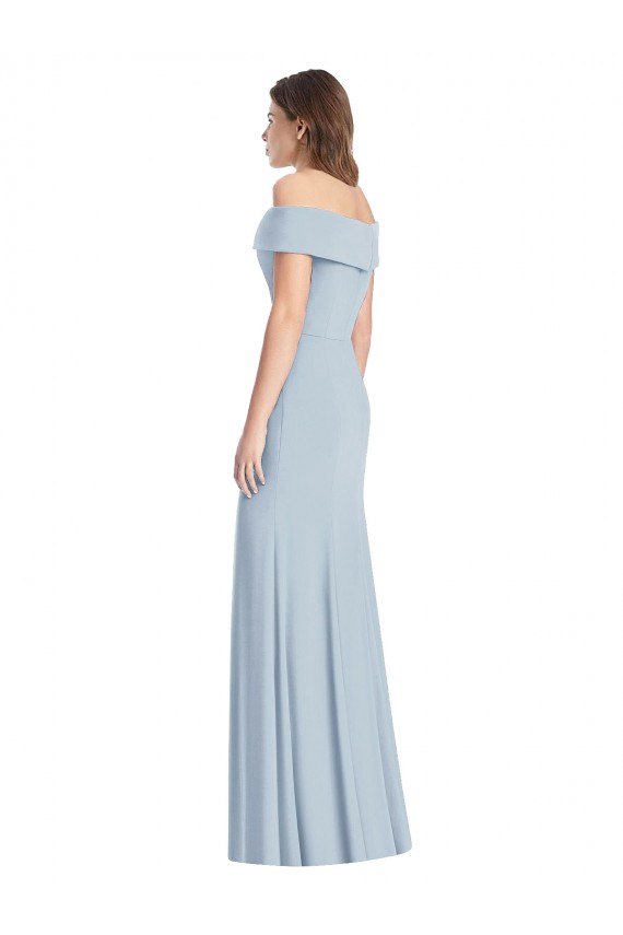 Compra Azul cielo claro Trompeta Hombros Descubiertos Crepé Elástico Largo Vestidos de dama de honor / Vestidos de fiesta