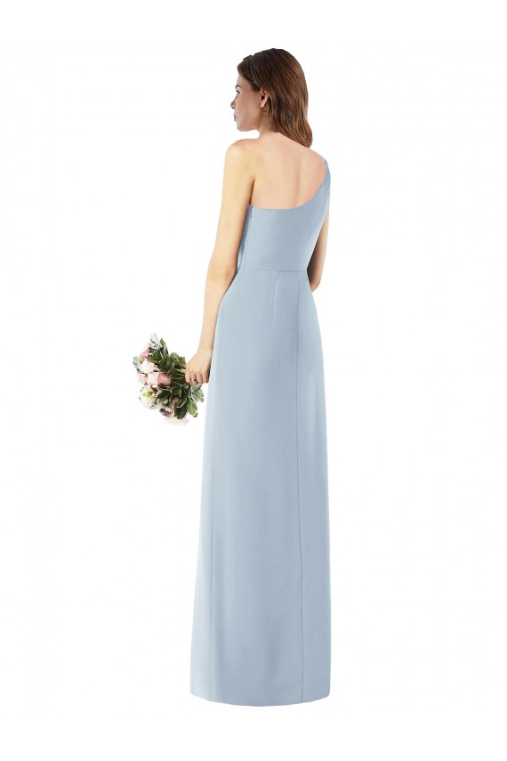 Compra Azul cielo claro Trompeta Un Hombre Crepé Elástico Largo Vestidos de dama de honor / Vestidos de fiesta