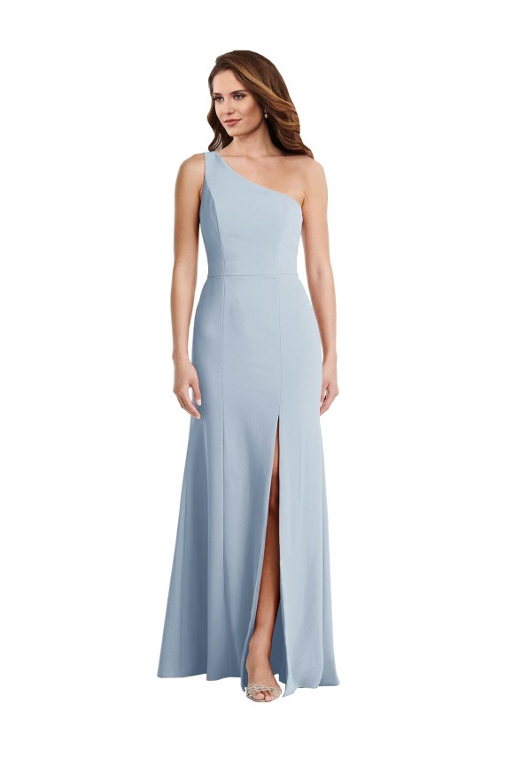Compra Azul cielo claro Trompeta Un Hombre Crepé Elástico Largo Formales Vestidos de dama de honor / Vestidos de fiesta