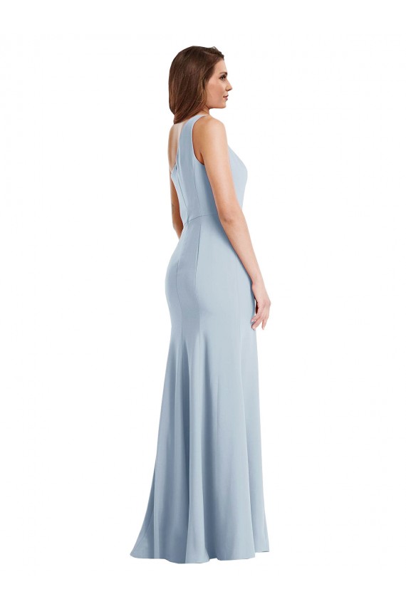 Compra Azul cielo claro Trompeta Un Hombre Crepé Elástico Largo Formales Vestidos de dama de honor / Vestidos de fiesta