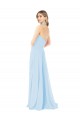 Compra Azul cielo claro línea A Halter Cuello Alto Gasa Largo Vestidos de dama de honor