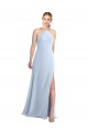 Compra Azul cielo claro línea A Halter Gasa Largo Vestidos de dama de honor