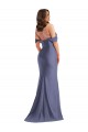 Compra Azul francés Sirena Hombros Descubiertos Satén sedoso Largo Formales Vestidos de dama de honor / Vestidos de fiesta