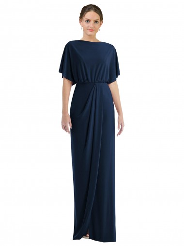 Azul marina oscuro Cubierta Barco Spandex Largo Vestidos de dama de honor / Vestidos de fiesta Venta