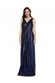 Compra Azul marina oscuro Cubierta Cuello en V Lentejuela Largo Formales Vestidos de dama de honor / Vestidos de fiesta
