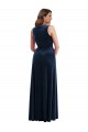Compra Azul marina oscuro Cubierta Cuello en V Terciopelo Elástico Largo Formales Vestidos de dama de honor / Vestidos de fiesta