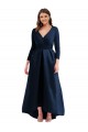 Compra Azul marina oscuro Cuello en V Spandex Largo Asimétrico Formales Vestidos de dama de honor / Vestidos de fiesta