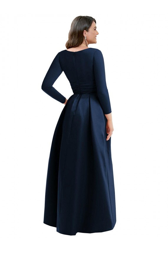 Compra Azul marina oscuro Cuello en V Spandex Largo Asimétrico Formales Vestidos de dama de honor / Vestidos de fiesta