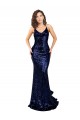 Compra Azul marina oscuro Sirena Cuello en V Lentejuela Largo Formales Vestidos de dama de honor / Vestidos de fiesta