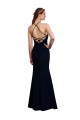Compra Azul marina oscuro Sirena Halter Gasa Largo Vestidos de dama de honor