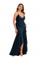 Compra Azul marina oscuro Sirena Tirantes espagueti Satén sedoso Largo Asimétrico Formales Vestidos de dama de honor / Vestidos de fiesta