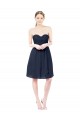Compra Azul marina oscuro línea A Cuello de Corazón Gasa Corto Vestidos de dama de honor / Vestidos de cóctel