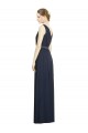 Compra Azul marina oscuro línea A Cuello en V Gasa Largo Vestidos de dama de honor