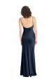 Compra Azul marina oscuro línea A Satén elástico Largo Formales Vestidos de dama de honor / Vestidos de fiesta