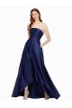 Compra Azul marina oscuro línea A Sin tirantes Satén Largo Asimétrico Formales Vestidos de dama de honor / Vestidos de fiesta