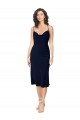 Compra Azul marina oscuro línea A Tirantes espagueti Midi Satén sedoso Corto Formales Vestidos de dama de honor / Vestidos de fiesta / Vestidos de cóctel