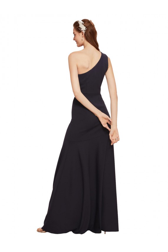 Compra Azul marina oscuro línea A Un Hombre Crepé Elástico Largo Formales Vestidos de dama de honor / Vestidos de fiesta