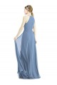Compra Azul polvoriento línea A Halter Gasa Largo Vestidos de dama de honor