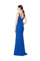 Compra Azul real Cubierta Cuello de Corazón Gasa Largo Vestidos de dama de honor