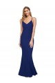 Compra Azul real Cubierta Cuello en V Crepé Elástico Largo Formales Vestidos de dama de honor / Vestidos de fiesta