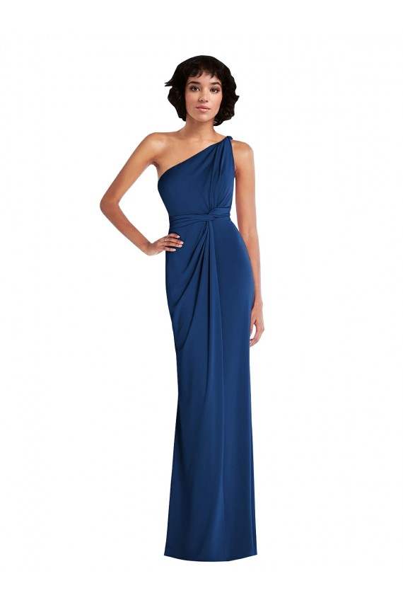 Compra Azul real Cubierta Un Hombre Spandex Largo Vestidos de dama de honor / Vestidos de fiesta