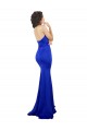 Compra Azul real Sirena Cuello Alto Crepé Elástico Largo Formales Vestidos de dama de honor / Vestidos de fiesta
