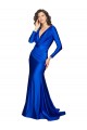 Compra Azul real Sirena Cuello en V Satén sedoso Largo Formales Vestidos de dama de honor / Vestidos de fiesta