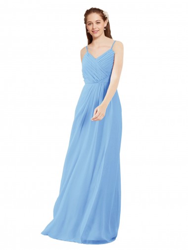 Bígaro Cubierta Cuello en V Gasa Largo Vestidos de dama de honor Venta