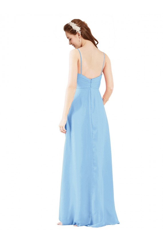 Compra Bígaro Cubierta Cuello en V Gasa Largo Vestidos de dama de honor