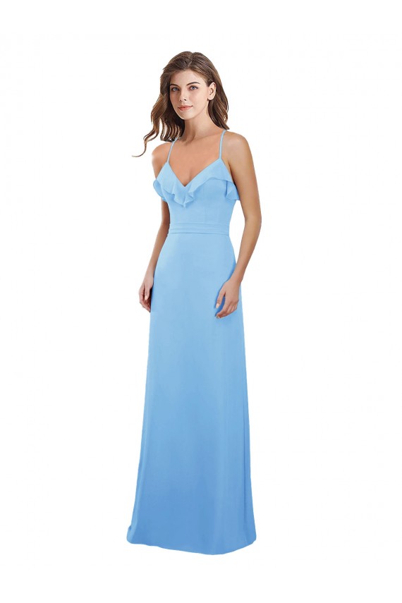 Compra Bígaro línea A Tirantes espagueti Gasa Largo Vestidos de dama de honor