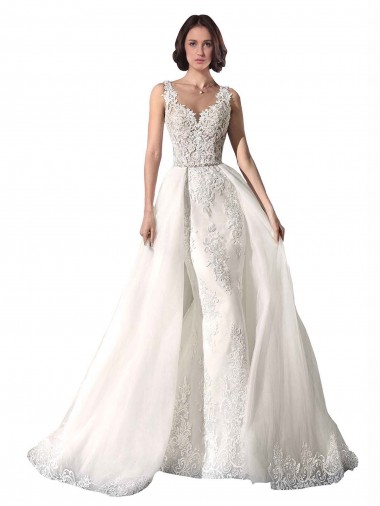 Blanco Sirena Cuello de Corazón Cola capilla Tul Encaje Vestidos de novia Venta