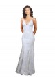 Compra Blanco Sirena Cuello en V Cuello Alto Crepé Elástico Lentejuela Tul Largo Formales Vestidos de dama de honor / Vestidos de fiesta