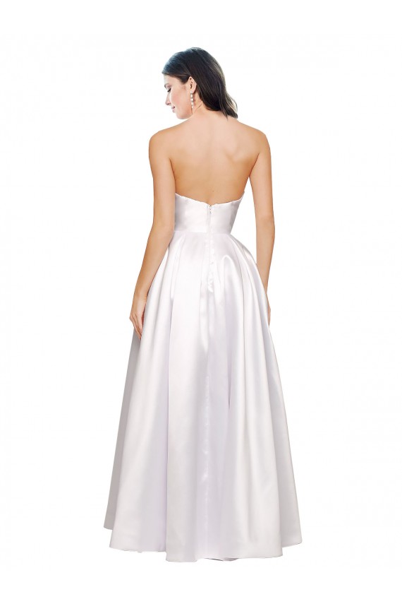 Compra Blanco línea A Sin tirantes Satén elástico Largo Formales Vestidos de dama de honor / Vestidos de fiesta