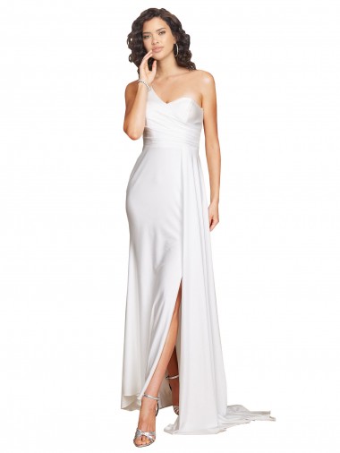 Blanco línea A Un Hombre Satén sedoso Vestidos de novia Venta