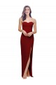 Compra Borgoña Cubierta Cuello de Corazón Crepé Elástico Largo Formales Vestidos de dama de honor / Vestidos de fiesta