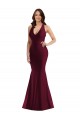Compra Borgoña Sirena Cuello en V Satén sedoso Largo Formales Vestidos de dama de honor / Vestidos de fiesta