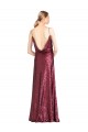 Compra Borgoña línea A Halter Cuello Alto Lentejuela Largo Formales Vestidos de dama de honor / Vestidos de fiesta