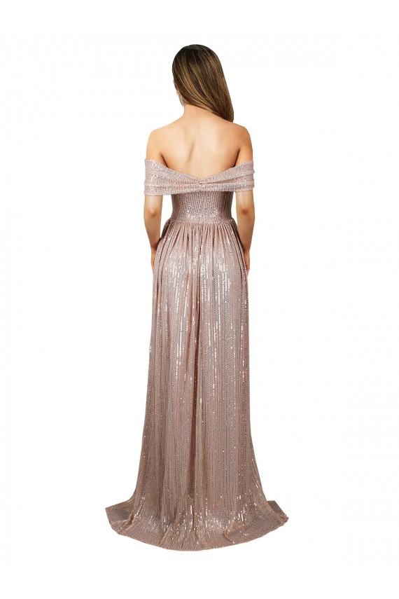 Compra Champán línea A Cucharón Sin tirantes Lentejuela Largo Formales Vestidos de dama de honor / Vestidos de fiesta