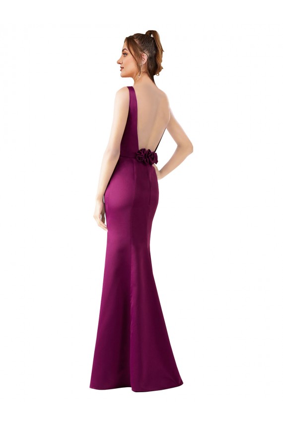 Compra Cubierta Barco Satén Largo Formales Vestidos de dama de honor / Vestidos de fiesta